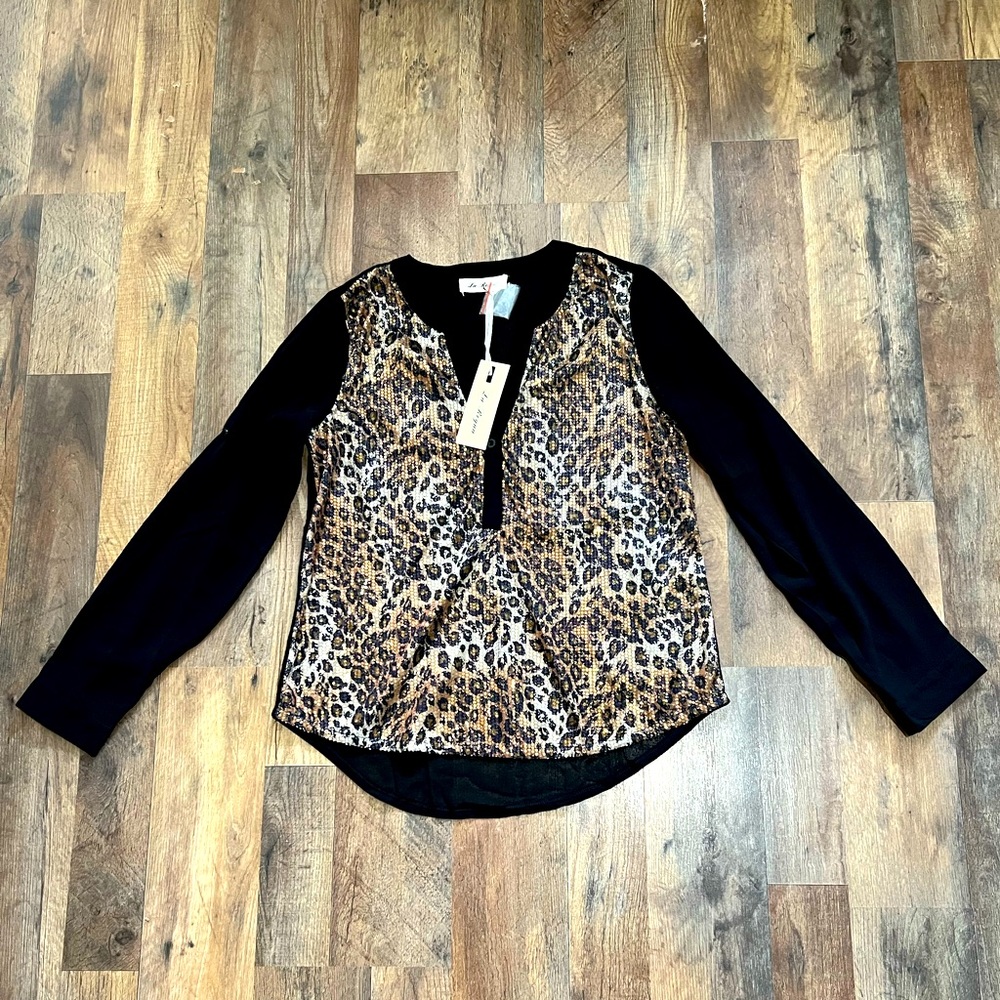 NWT - leopard sequins blouse